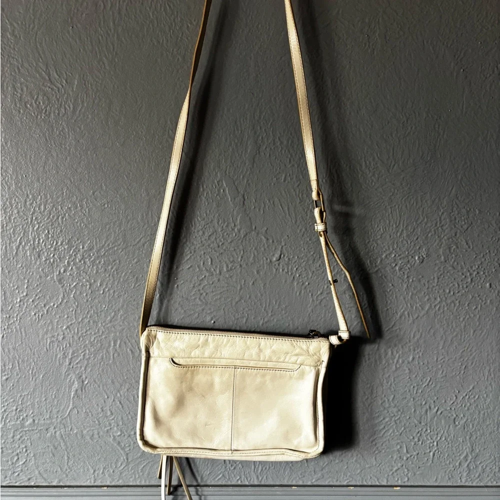 HOBO Cream Slim Crossbody Purse Leather Minimal Bag - Picture 9 of 11
